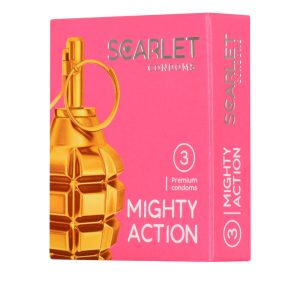 کاندوم خاردار اسکارلت مدل Mighty Action بسته 3 عددی